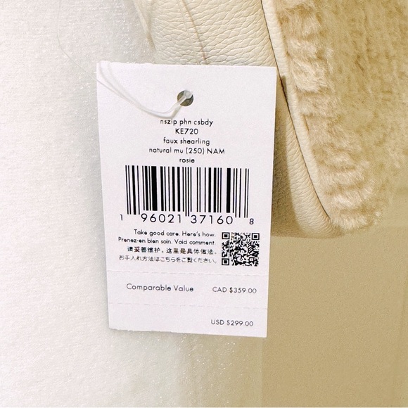 KATE SPADE Rosie Faux Shearling North South Crossbody Handbag NWT - Picture 9 of 16